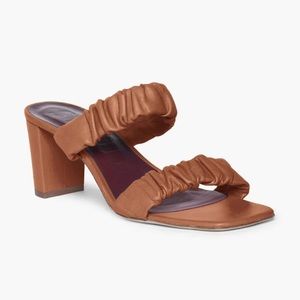 STAUD Frankie Ruched Leather Sandals
